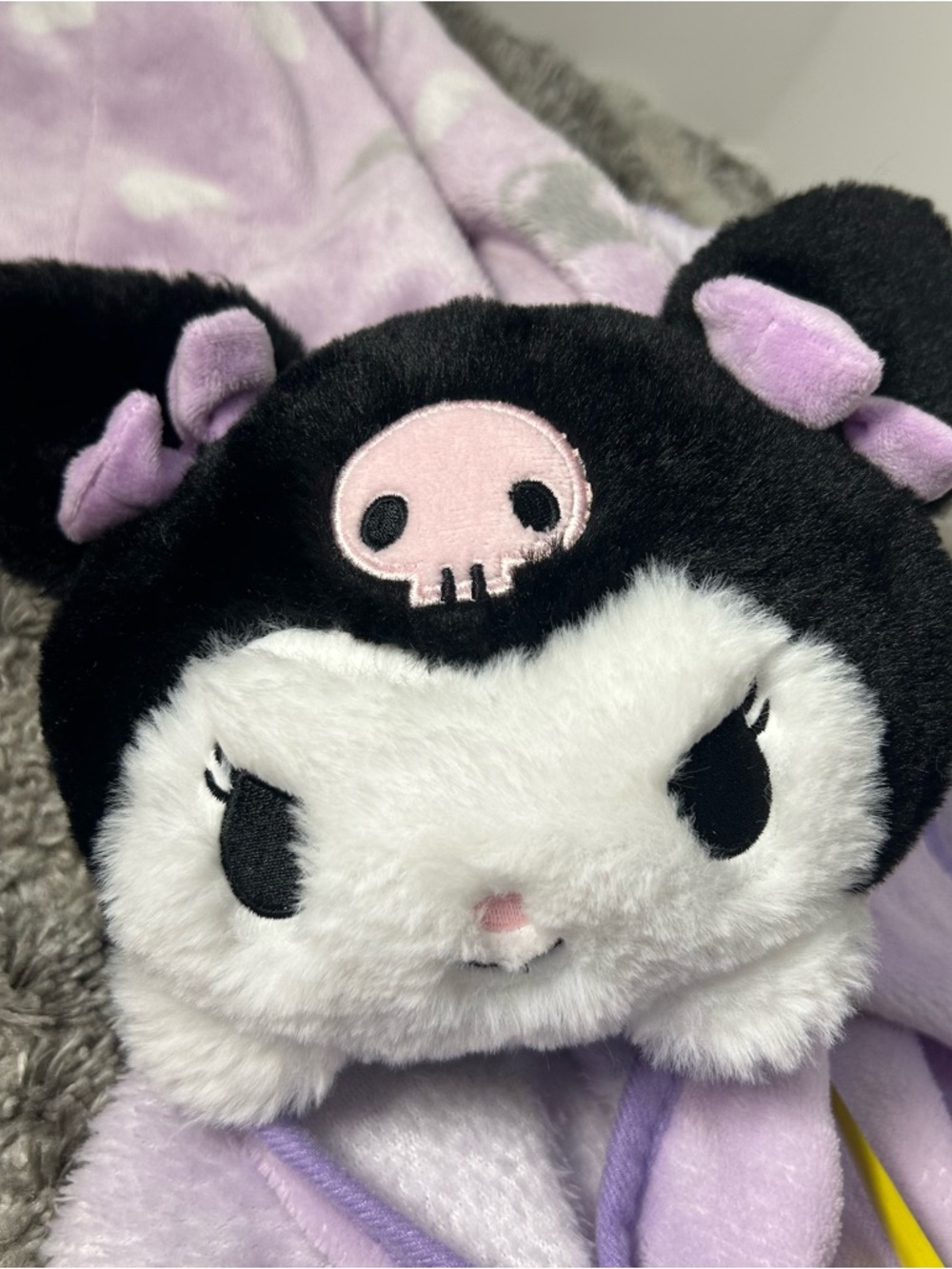 Sanrio Kuromi Black, White & Light Purple Plush Pet Hood